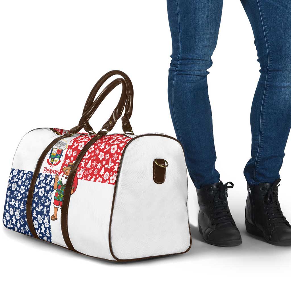 Panama Christmas Travel Bag with Tropical Santa National Coat of Arms and Festive Pattern Design - Wonder Print Shop