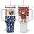 Panama Christmas Tumbler With Handle with Tropical Santa National Coat of Arms and Festive Pattern Design - Wonder Print Shop