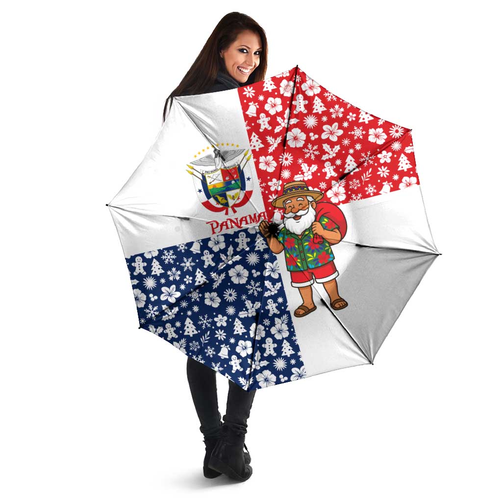 Panama Christmas Umbrella with Tropical Santa National Coat of Arms and Festive Pattern Design - Wonder Print Shop