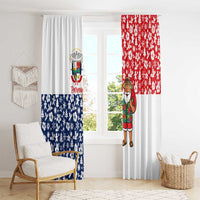 Panama Christmas Window Curtain with Tropical Santa National Coat of Arms and Festive Pattern Design - Wonder Print Shop