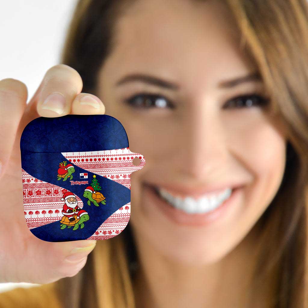 Panama Christmas AirPods Case with Santa Claus Sea Turtles Holiday Tree and Red Blue Pattern Design - Wonder Print Shop