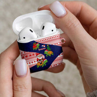 Panama Christmas AirPods Case with Santa Claus Sea Turtles Holiday Tree and Red Blue Pattern Design - Wonder Print Shop