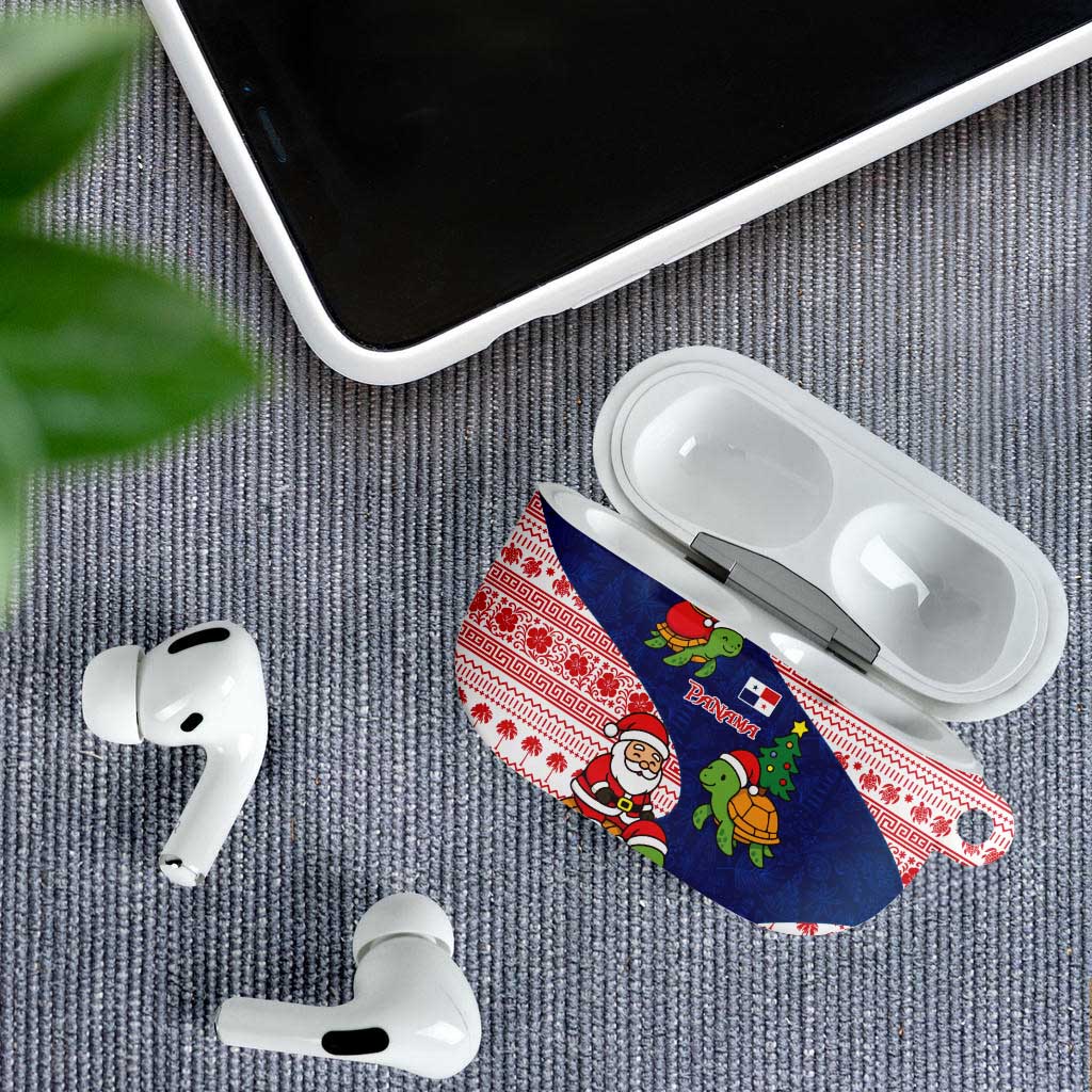 Panama Christmas AirPods Case with Santa Claus Sea Turtles Holiday Tree and Red Blue Pattern Design - Wonder Print Shop