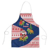 Panama Christmas Apron with Santa Claus Sea Turtles Holiday Tree and Red Blue Pattern Design - Wonder Print Shop