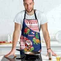 Panama Christmas Apron with Santa Claus Sea Turtles Holiday Tree and Red Blue Pattern Design - Wonder Print Shop