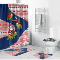 Panama Christmas Bathroom Set with Santa Claus Sea Turtles Holiday Tree and Red Blue Pattern Design - Wonder Print Shop