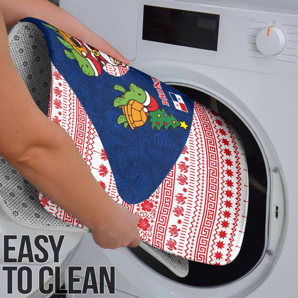 Panama Christmas Bathroom Set with Santa Claus Sea Turtles Holiday Tree and Red Blue Pattern Design - Wonder Print Shop