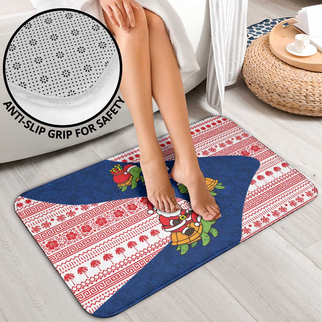 Panama Christmas Bathroom Set with Santa Claus Sea Turtles Holiday Tree and Red Blue Pattern Design - Wonder Print Shop