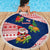 Panama Christmas Beach Blanket with Santa Claus Sea Turtles Holiday Tree and Red Blue Pattern Design - Wonder Print Shop