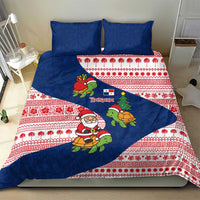 Panama Christmas Bedding Set with Santa Claus Sea Turtles Holiday Tree and Red Blue Pattern Design - Wonder Print Shop