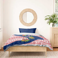 Panama Christmas Bedding Set with Santa Claus Sea Turtles Holiday Tree and Red Blue Pattern Design - Wonder Print Shop