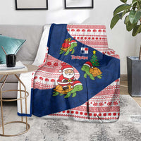 Panama Christmas Blanket with Santa Claus Sea Turtles Holiday Tree and Red Blue Pattern Design - Wonder Print Shop