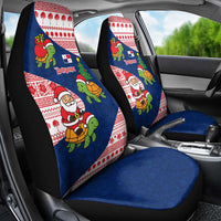 Panama Christmas Car Seat Cover with Santa Claus Sea Turtles Holiday Tree and Red Blue Pattern Design - Wonder Print Shop