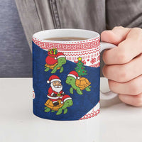 Panama Christmas Ceramic Mug with Santa Claus Sea Turtles Holiday Tree and Red Blue Pattern Design - Wonder Print Shop