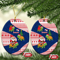 Panama Christmas Ceramic Ornament with Santa Claus Sea Turtles Holiday Tree and Red Blue Pattern Design - Wonder Print Shop