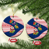 Panama Christmas Ceramic Ornament with Santa Claus Sea Turtles Holiday Tree and Red Blue Pattern Design - Wonder Print Shop