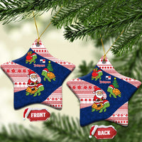 Panama Christmas Ceramic Ornament with Santa Claus Sea Turtles Holiday Tree and Red Blue Pattern Design - Wonder Print Shop