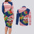 Panama Christmas Couples Matching Long Sleeve Bodycon Dress and Long Sleeve Button Shirt with Santa Claus Sea Turtles Holiday Tree and Red Blue Pattern Design - Wonder Print Shop