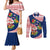 Panama Christmas Couples Matching Mermaid Dress and Long Sleeve Button Shirt with Santa Claus Sea Turtles Holiday Tree and Red Blue Pattern Design - Wonder Print Shop