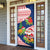 Panama Christmas Door Cover with Santa Claus Sea Turtles Holiday Tree and Red Blue Pattern Design - Wonder Print Shop