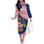 Panama Christmas Family Matching Off The Shoulder Long Sleeve Dress and Hawaiian Shirt with Santa Claus Sea Turtles Holiday Tree and Red Blue Pattern Design - Wonder Print Shop