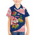 Panama Christmas Family Matching Off Shoulder Maxi Dress and Hawaiian Shirt with Santa Claus Sea Turtles Holiday Tree and Red Blue Pattern Design - Wonder Print Shop