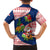 Panama Christmas Family Matching Off Shoulder Short Dress and Hawaiian Shirt with Santa Claus Sea Turtles Holiday Tree and Red Blue Pattern Design - Wonder Print Shop