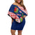 Panama Christmas Family Matching Off Shoulder Short Dress and Hawaiian Shirt with Santa Claus Sea Turtles Holiday Tree and Red Blue Pattern Design - Wonder Print Shop
