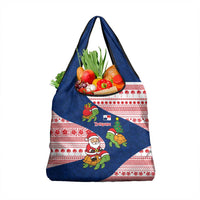 Panama Christmas Grocery Bag with Santa Claus Sea Turtles Holiday Tree and Red Blue Pattern Design - Wonder Print Shop