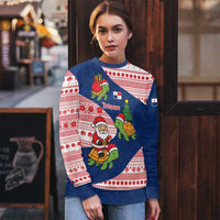 Panama Christmas Ugly Christmas Sweater with Santa Claus Sea Turtles Holiday Tree and Red Blue Pattern Design - Wonder Print Shop