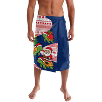 Panama Christmas Lavalava with Santa Claus Sea Turtles Holiday Tree and Red Blue Pattern Design - Wonder Print Shop