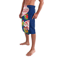 Panama Christmas Lavalava with Santa Claus Sea Turtles Holiday Tree and Red Blue Pattern Design - Wonder Print Shop