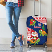 Panama Christmas Luggage Cover with Santa Claus Sea Turtles Holiday Tree and Red Blue Pattern Design - Wonder Print Shop