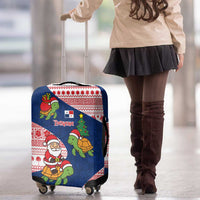 Panama Christmas Luggage Cover with Santa Claus Sea Turtles Holiday Tree and Red Blue Pattern Design - Wonder Print Shop
