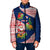 Panama Christmas Padded Jacket with Santa Claus Sea Turtles Holiday Tree and Red Blue Pattern Design - Wonder Print Shop