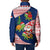 Panama Christmas Padded Jacket with Santa Claus Sea Turtles Holiday Tree and Red Blue Pattern Design - Wonder Print Shop