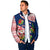 Panama Christmas Padded Jacket with Santa Claus Sea Turtles Holiday Tree and Red Blue Pattern Design - Wonder Print Shop