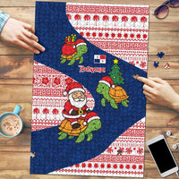 Panama Christmas Puzzle with Santa Claus Sea Turtles Holiday Tree and Red Blue Pattern Design - Wonder Print Shop