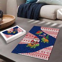 Panama Christmas Puzzle with Santa Claus Sea Turtles Holiday Tree and Red Blue Pattern Design - Wonder Print Shop