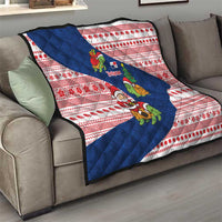 Panama Christmas Quilt with Santa Claus Sea Turtles Holiday Tree and Red Blue Pattern Design - Wonder Print Shop