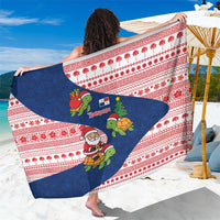 Panama Christmas Sarong with Santa Claus Sea Turtles Holiday Tree and Red Blue Pattern Design - Wonder Print Shop