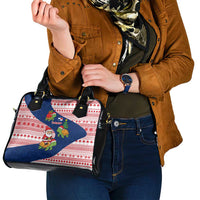 Panama Christmas Shoulder Handbag with Santa Claus Sea Turtles Holiday Tree and Red Blue Pattern Design - Wonder Print Shop