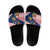 Panama Christmas Slide Sandals with Santa Claus Sea Turtles Holiday Tree and Red Blue Pattern Design - Wonder Print Shop