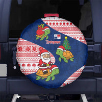 Panama Christmas Spare Tire Cover with Santa Claus Sea Turtles Holiday Tree and Red Blue Pattern Design - Wonder Print Shop