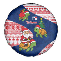 Panama Christmas Spare Tire Cover with Santa Claus Sea Turtles Holiday Tree and Red Blue Pattern Design - Wonder Print Shop