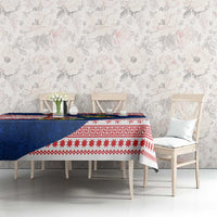 Panama Christmas Tablecloth with Santa Claus Sea Turtles Holiday Tree and Red Blue Pattern Design - Wonder Print Shop