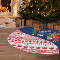 Panama Christmas Tree Skirt with Santa Claus Sea Turtles Holiday Tree and Red Blue Pattern Design - Wonder Print Shop