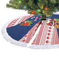 Panama Christmas Tree Skirt with Santa Claus Sea Turtles Holiday Tree and Red Blue Pattern Design - Wonder Print Shop