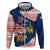 Panama Christmas Zip Hoodie with Santa Claus Sea Turtles Holiday Tree and Red Blue Pattern Design - Wonder Print Shop