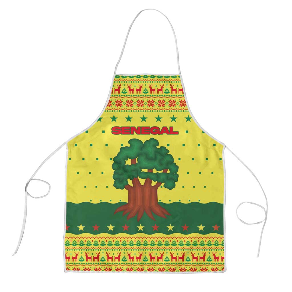 Senegal Christmas Apron with Yellow-Green-Red Design, Baobab Tree, and National Coat of Arms Motif - Wonder Print Shop